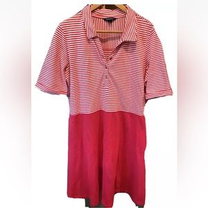 Lands' End Red and White Striped Dress